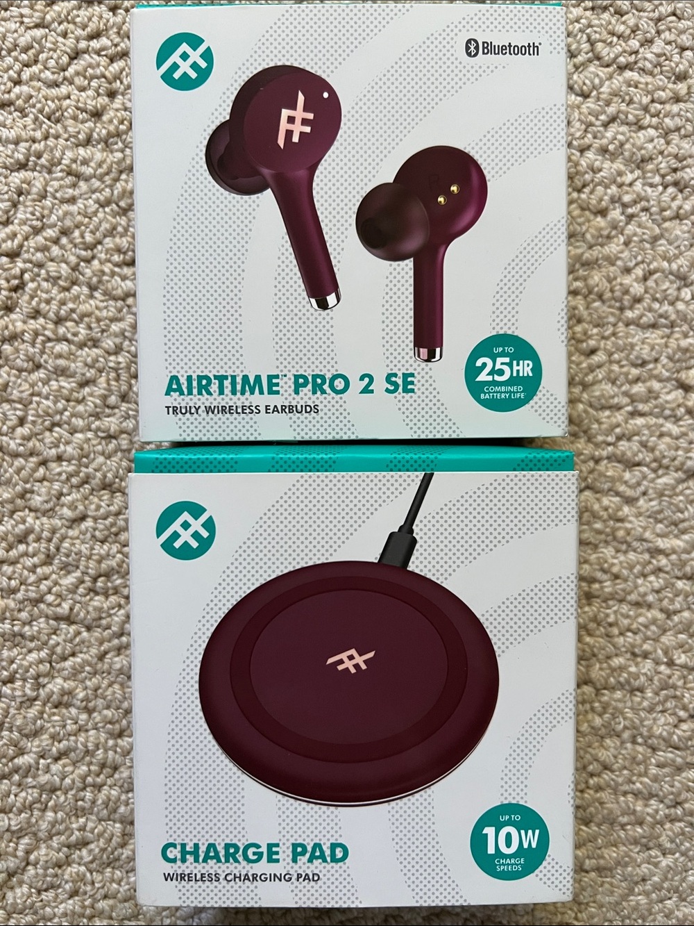 Airtime Pro 2 SE Wireless Earbuds and Charge Pad - Burgundy